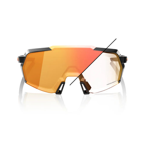 100% Korbin - Gloss Metallic Black - Orange Flash Mirror Photochromic Lens