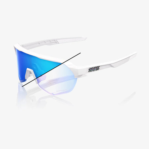 100% S2 - Bastille LE- Pearl White Glitter - Blue Mirror Photochromic Lens